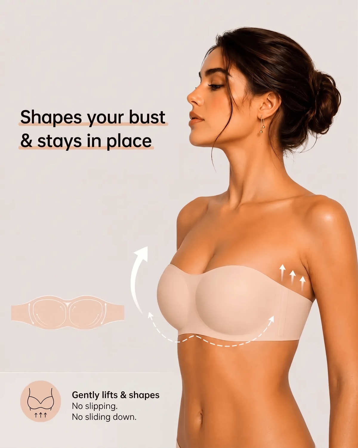 Stella Strapless Comfort Bra – shapes your bust and stays in place